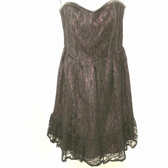 Corset H&M strapless dress plum lace black sheer like new best piece - Picture 3 of 7